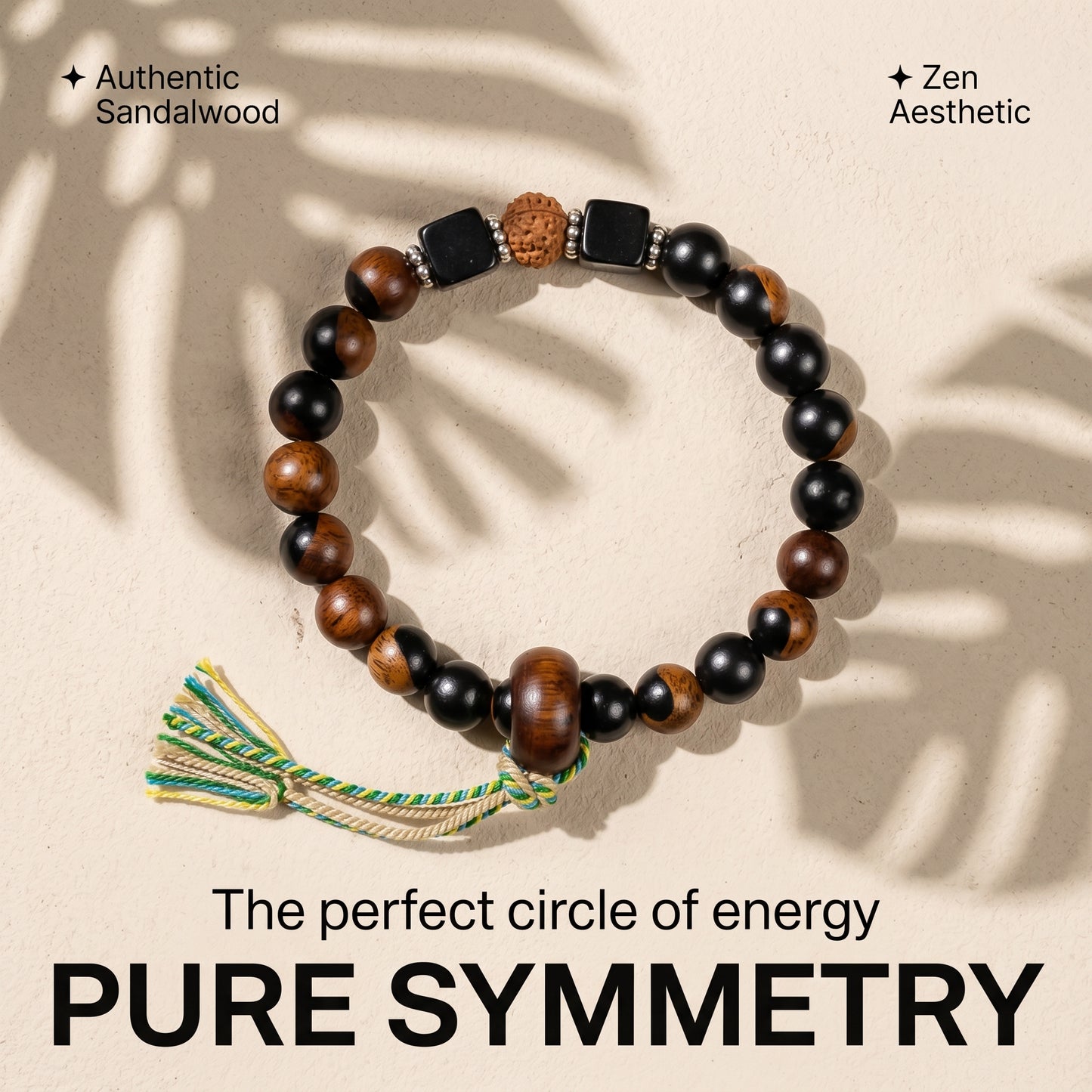 Yin Yang Sandalwood Beaded Bracelet for Men and Women, Natural Wood Bead Wrist Jewelry with Polished Beads, Earthy Minimalist Style for Daily Outfits, Meditation, Layering, and Gift Styling
