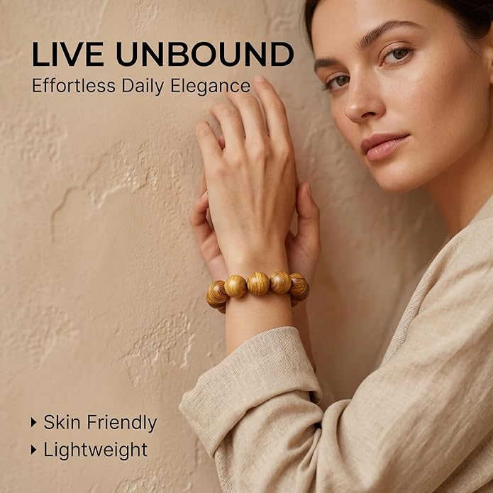 jamow Milky Scent Wood Round Bead Bracelet for Mindful Dressers, Warm Brown Wrist Jewelry with Round Bead Profile for Birthday Tables, Personal Altar Warmth, Layered Outfits, Meditation