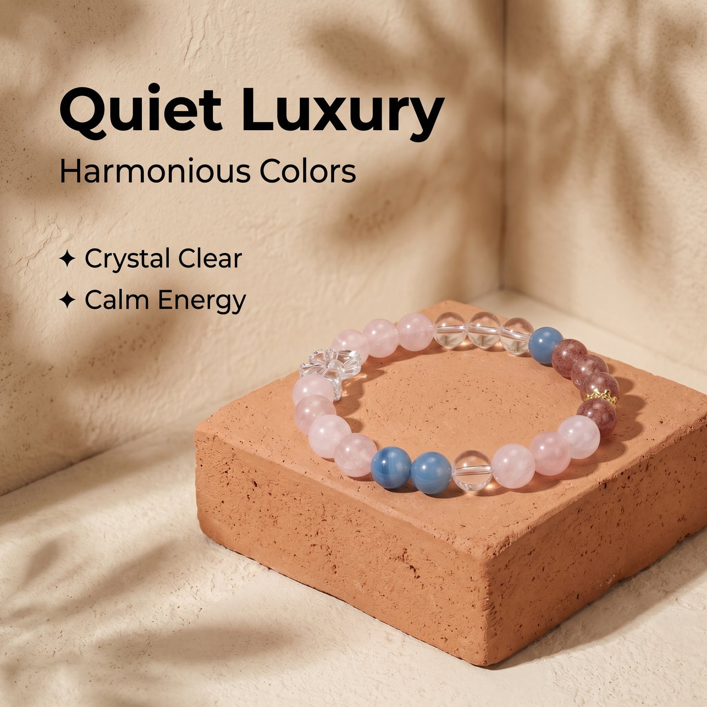 Strawberry Quartz Beaded Bracelet for Women, Natural Crystal Stone Wrist Jewelry with Polished Beads, Romantic Crystal Style for Daily Outfits, Meditation, Layering, and Gift Styling