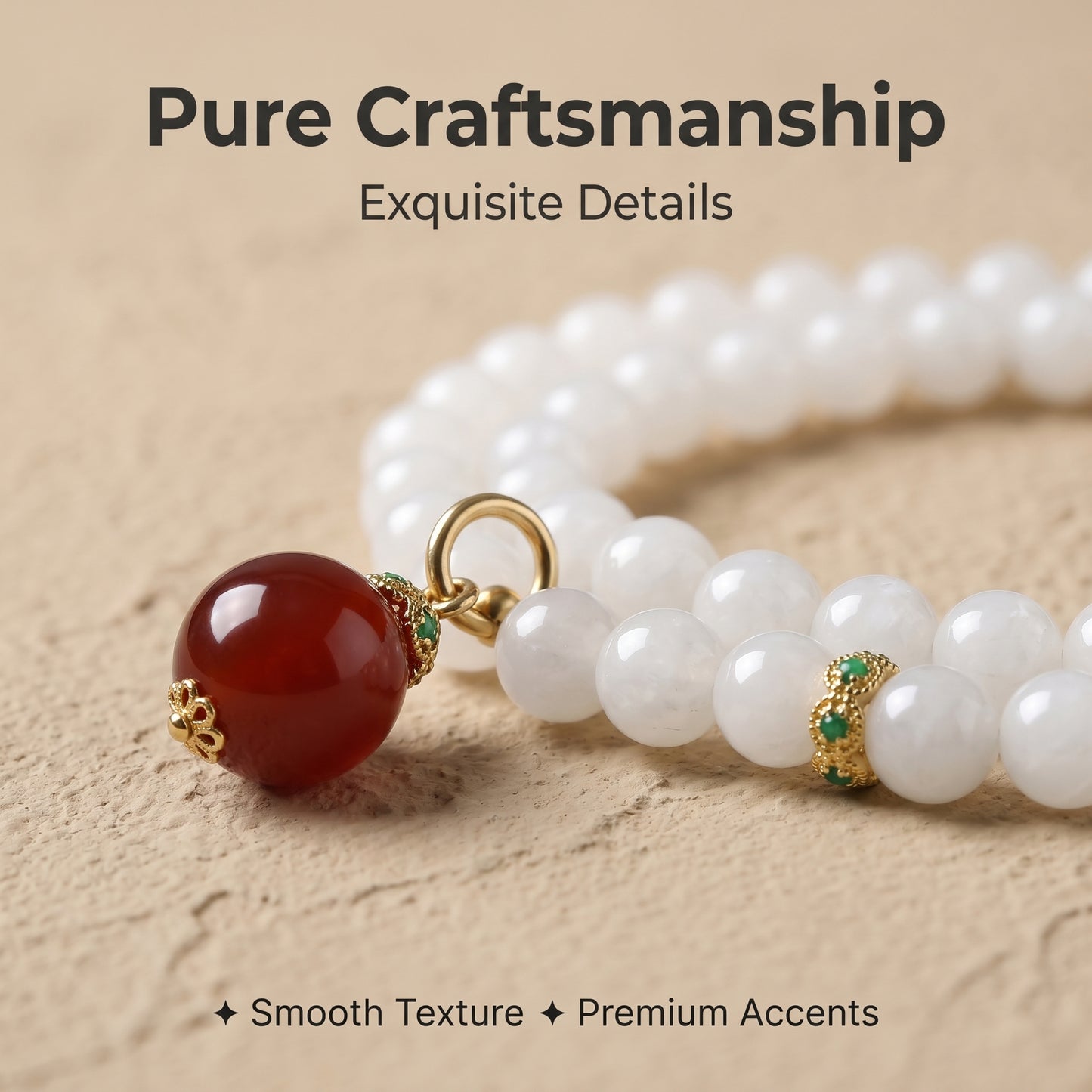 White Stone Double Wrap Bracelet for Women, Natural Stone Bead Wrist Jewelry with Polished Beads, Soft Neutral Style for Daily Outfits, Meditation, Layering, and Gift Styling
