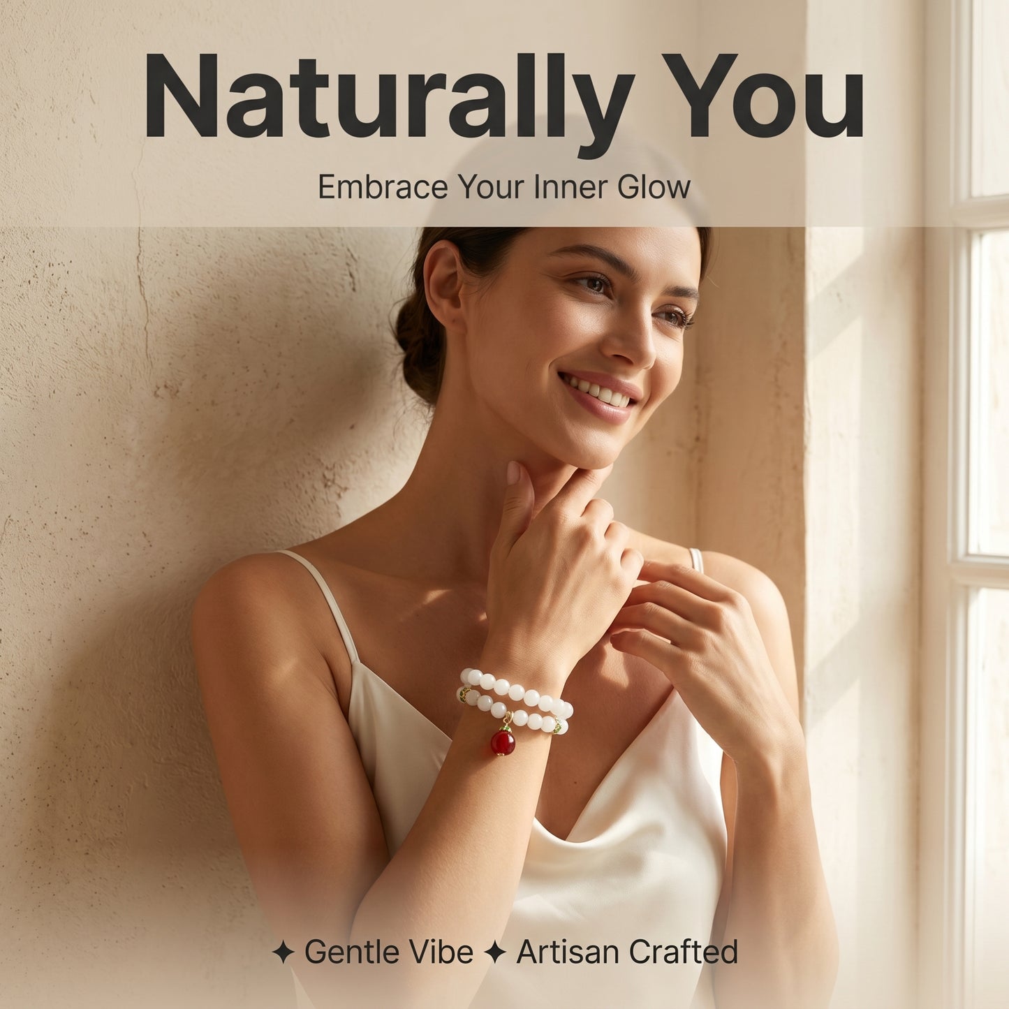 White Stone Double Wrap Bracelet for Women, Natural Stone Bead Wrist Jewelry with Polished Beads, Soft Neutral Style for Daily Outfits, Meditation, Layering, and Gift Styling