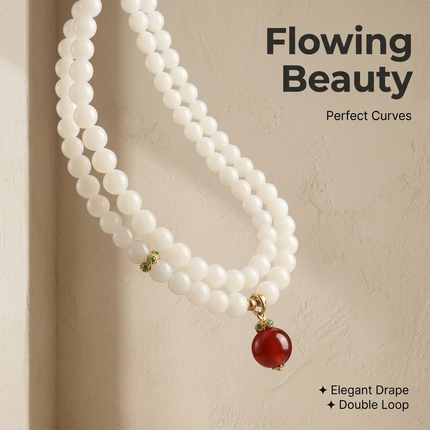 White Stone Double Wrap Bracelet for Women, Natural Stone Bead Wrist Jewelry with Polished Beads, Soft Neutral Style for Daily Outfits, Meditation, Layering, and Gift Styling