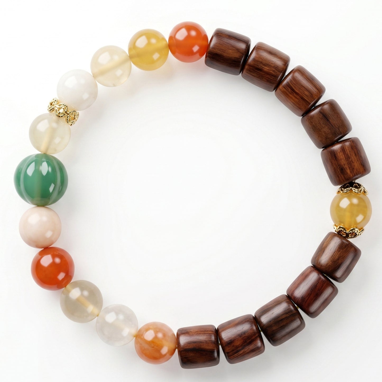 Pastel Golden Silk Jade Beaded Bracelet for Women, Natural Stone Bead Wrist Jewelry with Polished Beads, Natural Polished Style for Daily Outfits, Meditation, Layering, and Gift Styling
