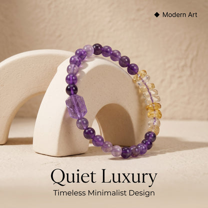 Dream Amethyst Beaded Bracelet for Women, Natural Crystal Stone Wrist Jewelry with Polished Beads, Serene Violet Style for Daily Outfits, Meditation, Layering, and Gift Styling