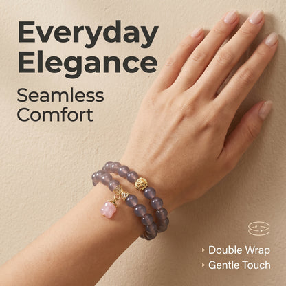 Smoky Agate Double Wrap Bracelet for Women, Natural Stone Bead Wrist Jewelry with Polished Beads, Modern Grounded Style for Daily Outfits, Meditation, Layering, and Gift Styling