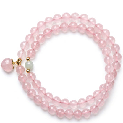 Rose Quartz Double Wrap Bracelet for Women, Natural Crystal Stone Wrist Jewelry with Polished Beads, Romantic Crystal Style for Daily Outfits, Meditation, Layering, and Gift Styling