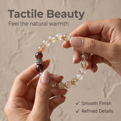 Yellow Crystal Beaded Bracelet for Women, Natural Crystal Stone Wrist Jewelry with Polished Beads, Golden Polished Style for Daily Outfits, Meditation, Layering, and Gift Styling