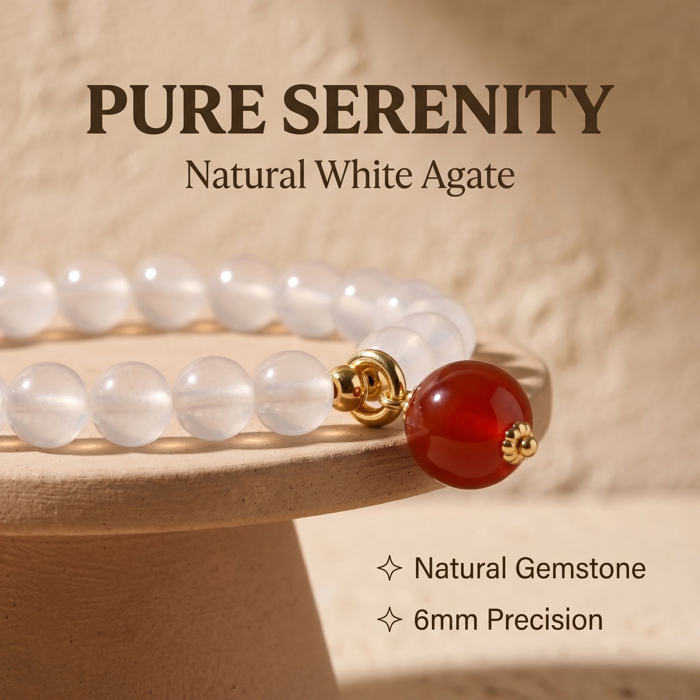 White Agate Double Wrap Bracelet for Women, Natural Stone Bead Wrist Jewelry with Polished Beads, Soft Neutral Style for Daily Outfits, Meditation, Layering, and Gift Styling