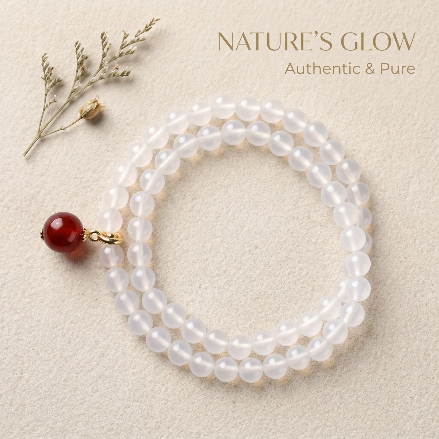 White Agate Double Wrap Bracelet for Women, Natural Stone Bead Wrist Jewelry with Polished Beads, Soft Neutral Style for Daily Outfits, Meditation, Layering, and Gift Styling