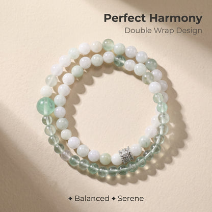 Green Fluorite Double Wrap Bracelet for Women, Natural Stone Bead Wrist Jewelry with Polished Beads, Nature Inspired Style for Daily Outfits, Meditation, Layering, and Gift Styling