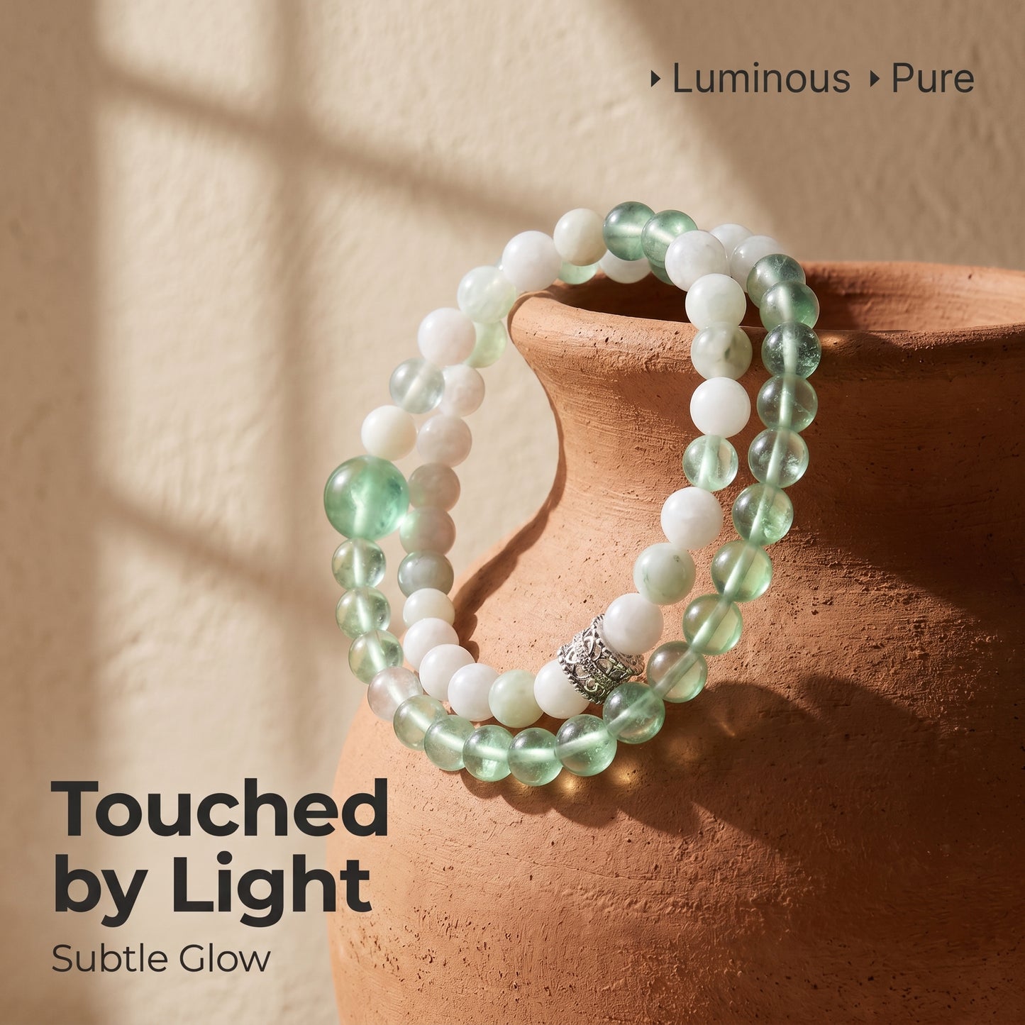 Green Fluorite Double Wrap Bracelet for Women, Natural Stone Bead Wrist Jewelry with Polished Beads, Nature Inspired Style for Daily Outfits, Meditation, Layering, and Gift Styling