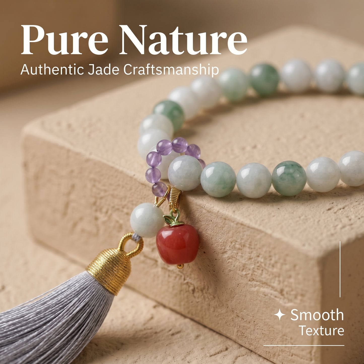 Tianshan Jade Mala Style Bracelet for Women, Natural Stone Bead Wrist Jewelry with Polished Beads, Nature Inspired Style for Daily Outfits, Meditation, Layering, and Gift Styling