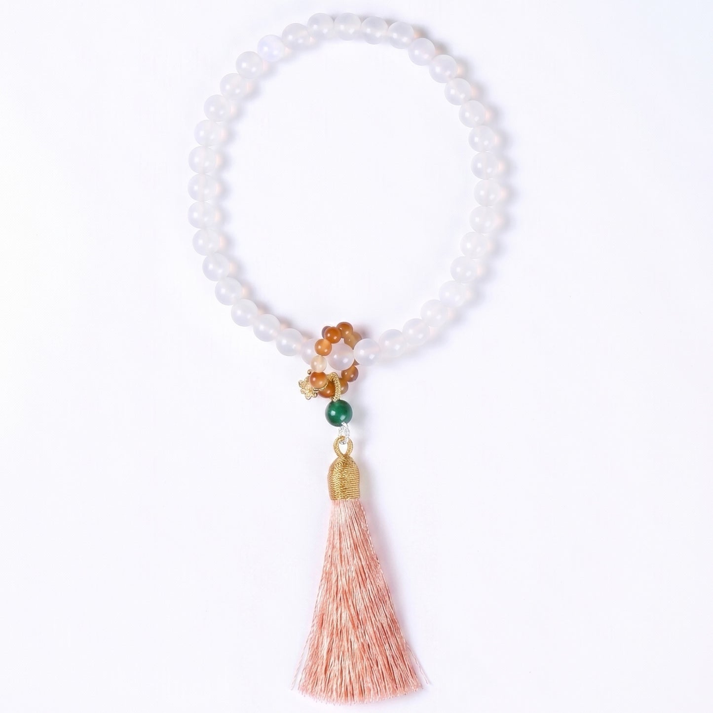 White Agate Mala Style Bracelet for Women, Natural Stone Bead Wrist Jewelry with Polished Beads, Soft Neutral Style for Daily Outfits, Meditation, Layering, and Gift Styling