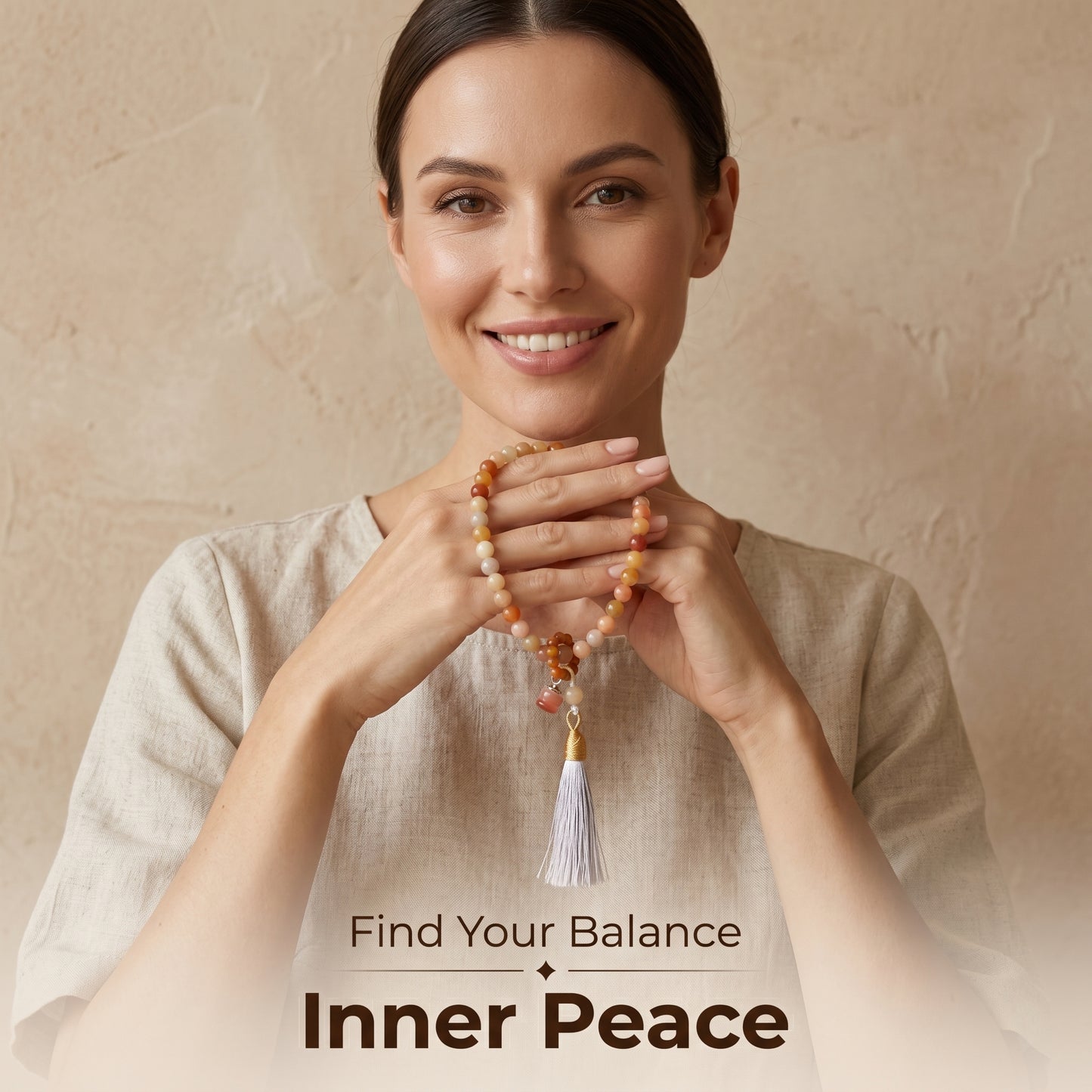 Golden Silk Jade Mala Style Bracelet for Women, Natural Stone Bead Wrist Jewelry with Polished Beads, Natural Polished Style for Daily Outfits, Meditation, Layering, and Gift Styling