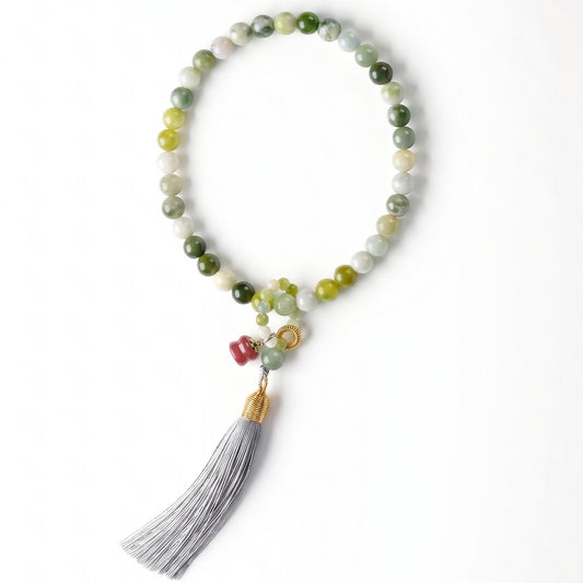 Xiuyu Jade Mala Style Bracelet for Women, Natural Stone Bead Wrist Jewelry with Polished Beads, Natural Polished Style for Daily Outfits, Meditation, Layering, and Gift Styling