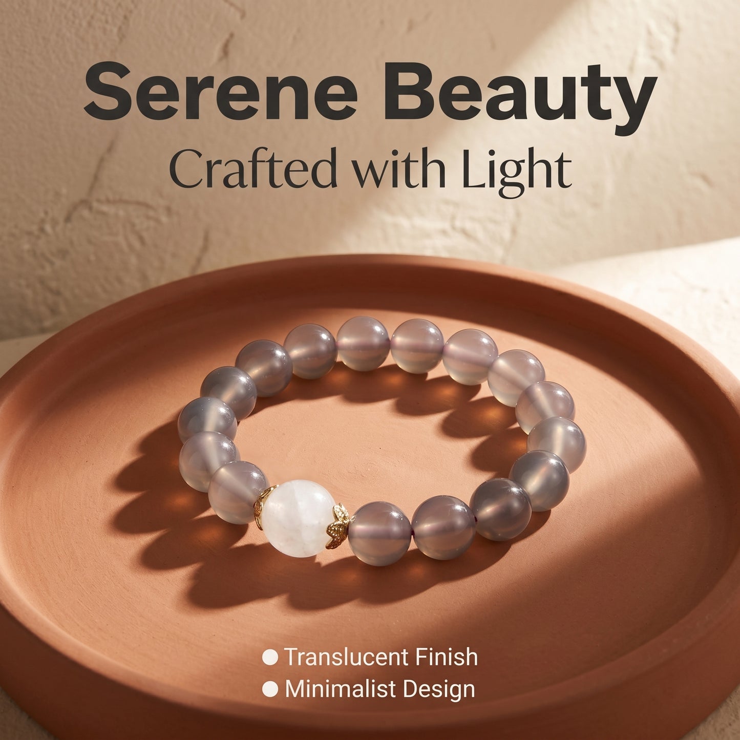Smoky Agate and Clear Quartz Beaded Bracelet for Women, Natural Crystal Stone Wrist Jewelry with Polished Beads, Modern Grounded Style for Daily Outfits, Meditation, Layering, and Gift Styling