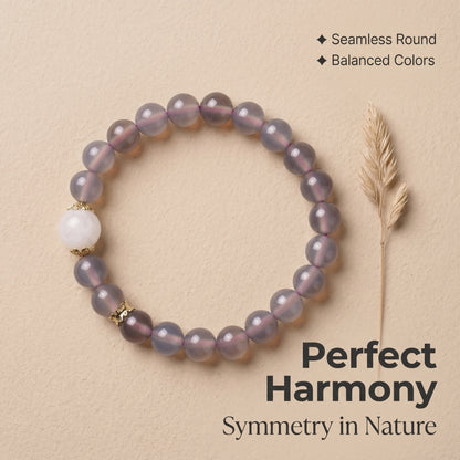 Smoky Agate and Clear Quartz Beaded Bracelet for Women, Natural Crystal Stone Wrist Jewelry with Polished Beads, Modern Grounded Style for Daily Outfits, Meditation, Layering, and Gift Styling