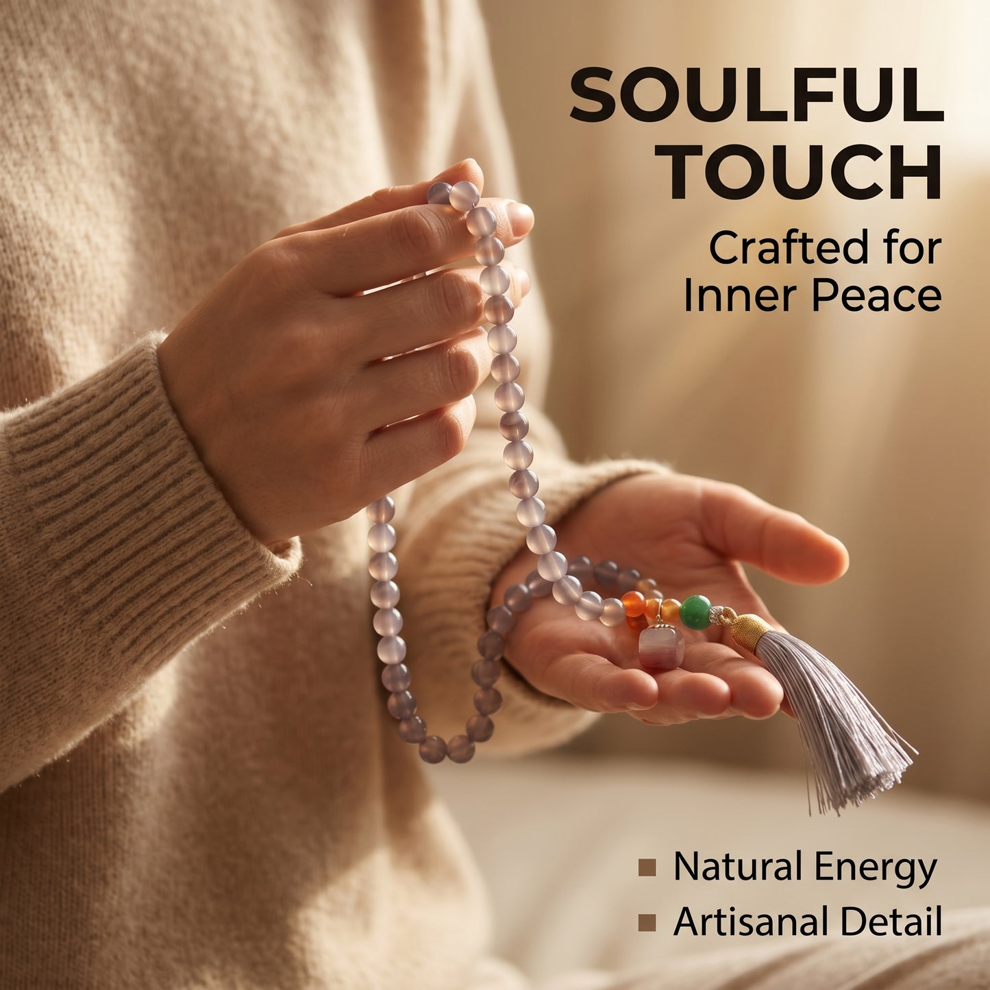 Smoky Agate Mala Style Bracelet for Women, Natural Stone Bead Wrist Jewelry with Polished Beads, Modern Grounded Style for Daily Outfits, Meditation, Layering, and Gift Styling