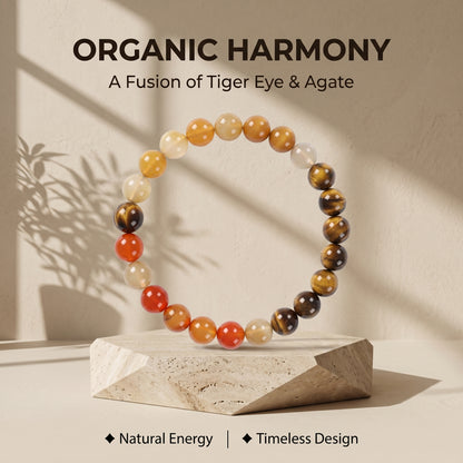 Yellow Tiger Eye, Golden Silk Jade, and Koi Agate Beaded Bracelet for Women, Natural Stone Bead Jewelry with Polished Beads, Golden Polished Style for Daily Wear, Meditation, Layering, and Gifts