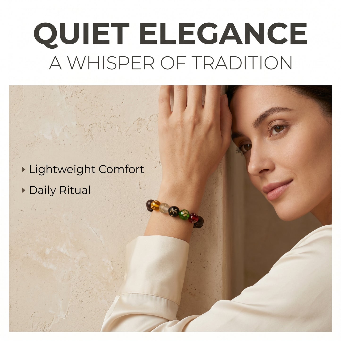Golden Sandalwood Beaded Bracelet for Men and Women, Natural Wood Bead Wrist Jewelry with Polished Beads, Earthy Minimalist Style for Daily Outfits, Meditation, Layering, and Gift Styling