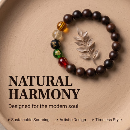 Golden Sandalwood Beaded Bracelet for Men and Women, Natural Wood Bead Wrist Jewelry with Polished Beads, Earthy Minimalist Style for Daily Outfits, Meditation, Layering, and Gift Styling