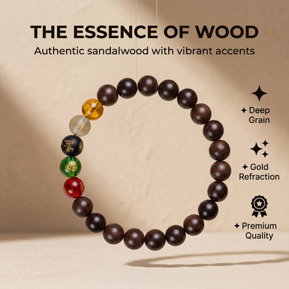 Golden Sandalwood Beaded Bracelet for Men and Women, Natural Wood Bead Wrist Jewelry with Polished Beads, Earthy Minimalist Style for Daily Outfits, Meditation, Layering, and Gift Styling