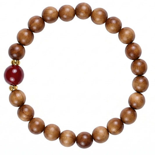 Sandalwood Beaded Bracelet for Men and Women, Natural Wood Bead Wrist Jewelry with Polished Beads, Earthy Minimalist Style for Daily Outfits, Meditation, Layering, and Gift Styling