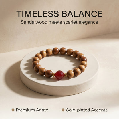Sandalwood Beaded Bracelet for Men and Women, Natural Wood Bead Wrist Jewelry with Polished Beads, Earthy Minimalist Style for Daily Outfits, Meditation, Layering, and Gift Styling