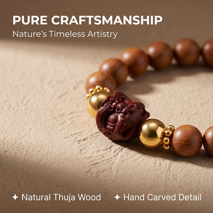 Thuja Wood Beaded Bracelet for Men and Women, Natural Wood Bead Wrist Jewelry with Polished Beads, Earthy Minimalist Style for Daily Outfits, Meditation, Layering, and Gift Styling
