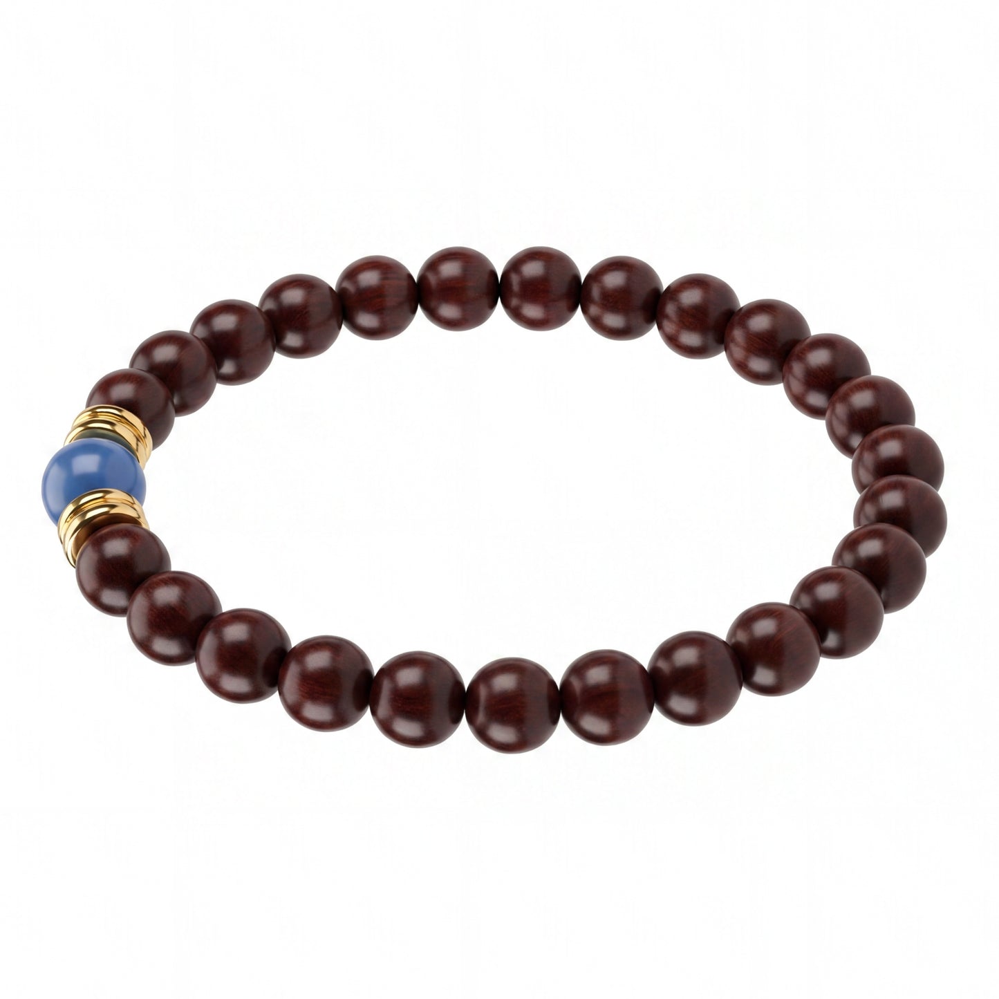 Rosewood and Kyanite Beaded Bracelet for Men and Women, Natural Wood and Stone Wrist Jewelry with Polished Beads, Earthy Minimalist Style for Daily Outfits, Meditation, Layering, and Gift Styling
