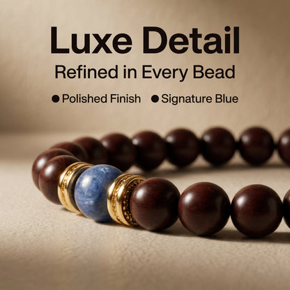Rosewood and Kyanite Beaded Bracelet for Men and Women, Natural Wood and Stone Wrist Jewelry with Polished Beads, Earthy Minimalist Style for Daily Outfits, Meditation, Layering, and Gift Styling