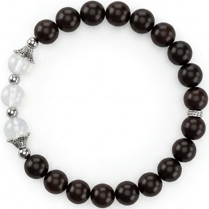 Green Sandalwood Beaded Bracelet for Men and Women, Natural Wood Bead Wrist Jewelry with Polished Beads, Nature Inspired Style for Daily Outfits, Meditation, Layering, and Gift Styling