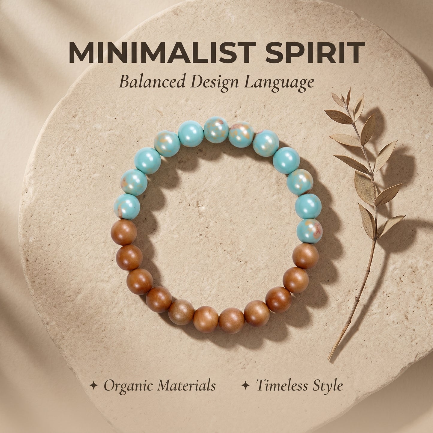 Golden Sandalwood and Shoushan Stone Beaded Bracelet for Men and Women, Natural Wood and Stone Jewelry with Polished Beads, Earthy Minimalist Style for Daily Wear, Meditation, Layering, and Gifts