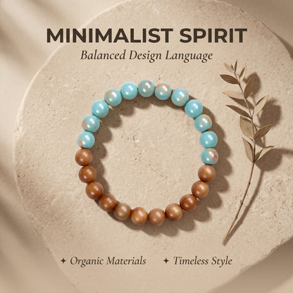 Golden Sandalwood and Shoushan Stone Beaded Bracelet for Men and Women, Natural Wood and Stone Jewelry with Polished Beads, Earthy Minimalist Style for Daily Wear, Meditation, Layering, and Gifts