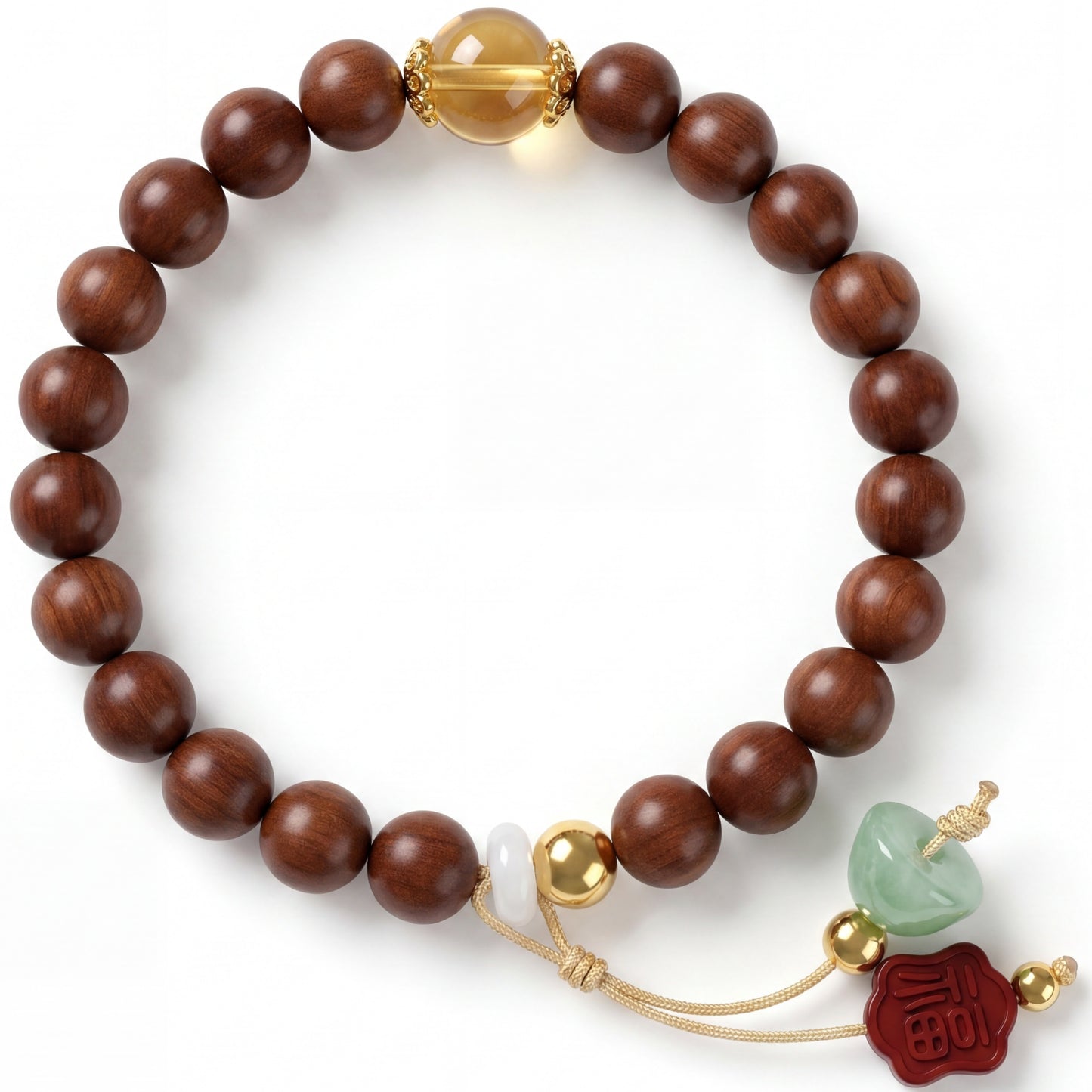 Peach Wood Beaded Bracelet for Men and Women, Natural Wood Bead Wrist Jewelry with Polished Beads, Earthy Minimalist Style for Daily Outfits, Meditation, Layering, and Gift Styling