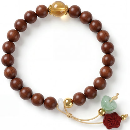 Peach Wood Beaded Bracelet for Men and Women, Natural Wood Bead Wrist Jewelry with Polished Beads, Earthy Minimalist Style for Daily Outfits, Meditation, Layering, and Gift Styling