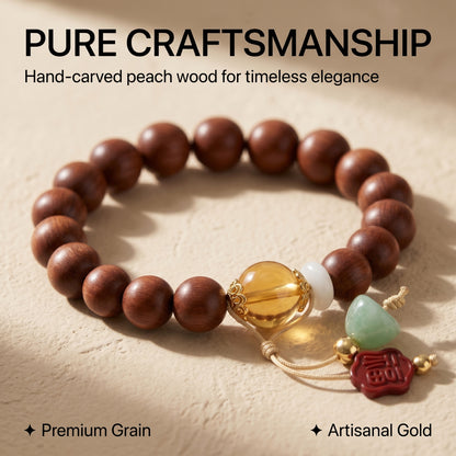 Peach Wood Beaded Bracelet for Men and Women, Natural Wood Bead Wrist Jewelry with Polished Beads, Earthy Minimalist Style for Daily Outfits, Meditation, Layering, and Gift Styling