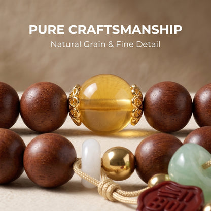 Peach Wood Beaded Bracelet for Men and Women, Natural Wood Bead Wrist Jewelry with Polished Beads, Earthy Minimalist Style for Daily Outfits, Meditation, Layering, and Gift Styling