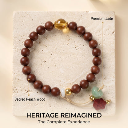 Peach Wood Beaded Bracelet for Men and Women, Natural Wood Bead Wrist Jewelry with Polished Beads, Earthy Minimalist Style for Daily Outfits, Meditation, Layering, and Gift Styling