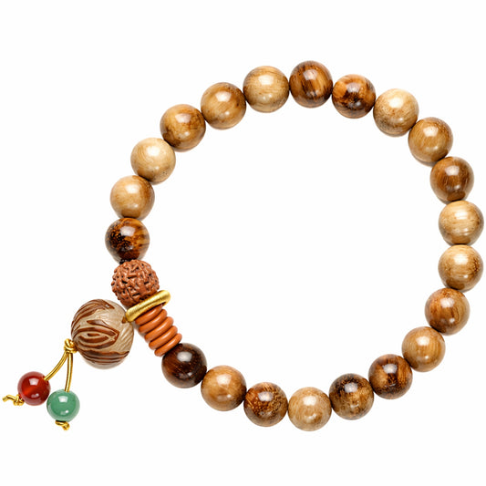 Fragrant Wood Beaded Bracelet for Men and Women, Natural Wood Bead Wrist Jewelry with Polished Beads, Earthy Minimalist Style for Daily Outfits, Meditation, Layering, and Gift Styling