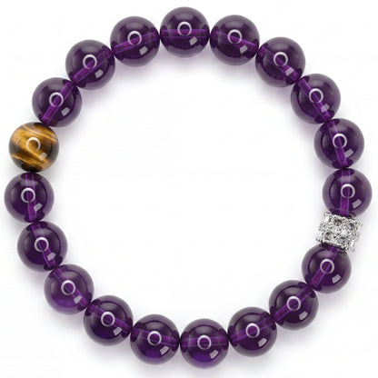 Amethyst Beaded Bracelet for Women, Natural Crystal Stone Wrist Jewelry with Polished Beads, Serene Violet Style for Daily Outfits, Meditation, Layering, and Gift Styling