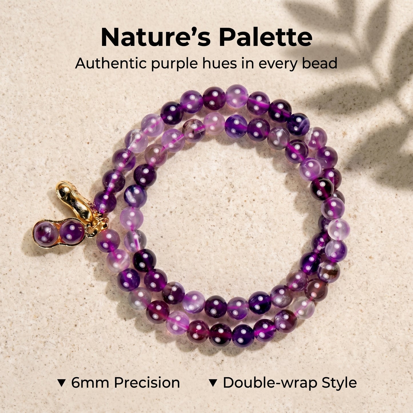 Amethyst Double Wrap Bracelet for Women, Natural Crystal Stone Wrist Jewelry with Polished Beads, Serene Violet Style for Daily Outfits, Meditation, Layering, and Gift Styling