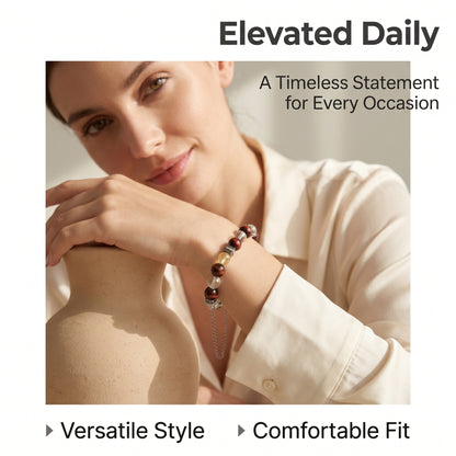 Red Tiger Eye Beaded Bracelet for Women, Natural Stone Bead Wrist Jewelry with Polished Beads, Warm Confident Style for Daily Outfits, Meditation, Layering, and Gift Styling