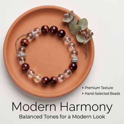 Red Tiger Eye Beaded Bracelet for Women, Natural Stone Bead Wrist Jewelry with Polished Beads, Warm Confident Style for Daily Outfits, Meditation, Layering, and Gift Styling
