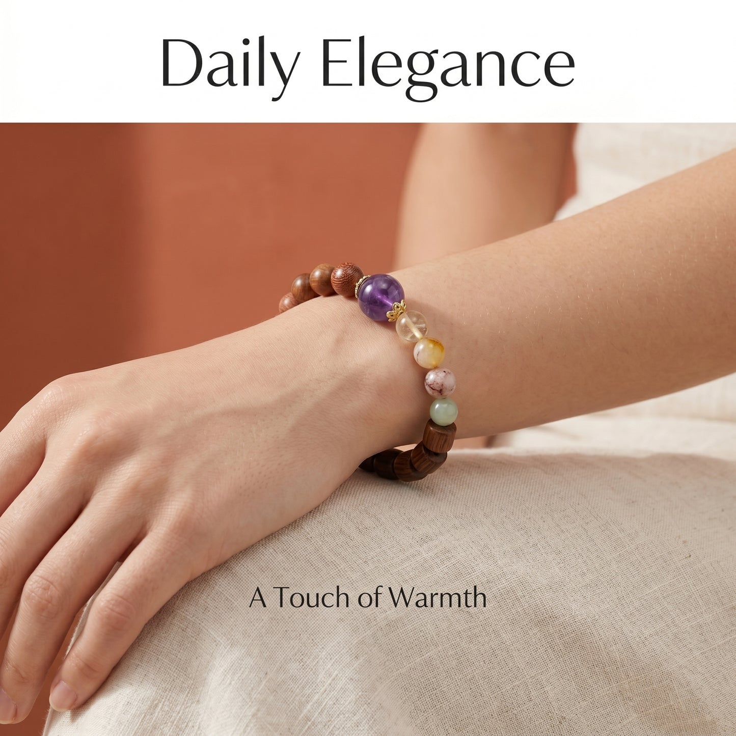 Honey Yellow Crystal Beaded Bracelet for Women, Natural Crystal Stone Wrist Jewelry with Polished Beads, Golden Polished Style for Daily Outfits, Meditation, Layering, and Gift Styling