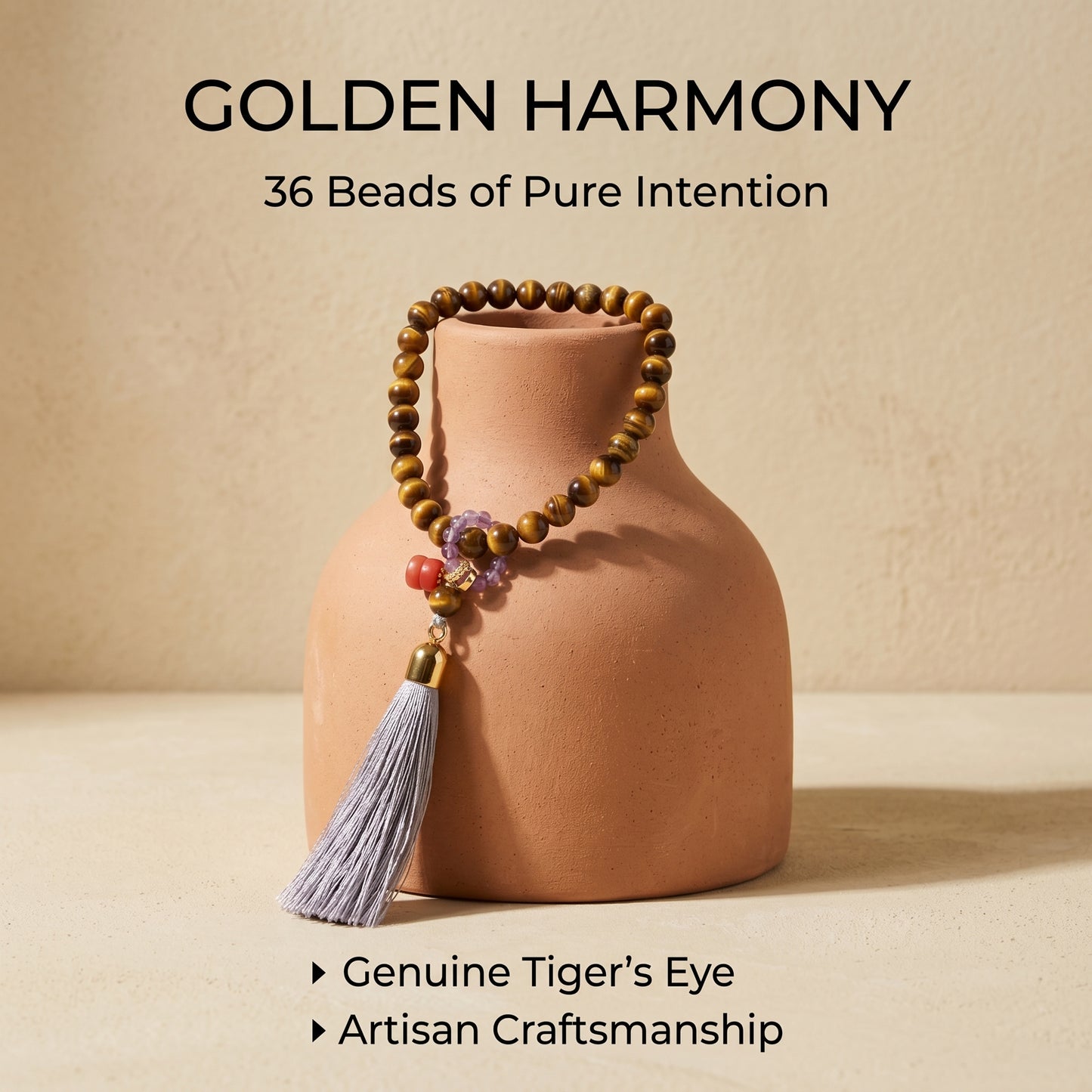 Yellow Tiger Eye Mala Style Bracelet for Women, Natural Stone Bead Wrist Jewelry with Polished Beads, Golden Polished Style for Daily Outfits, Meditation, Layering, and Gift Styling