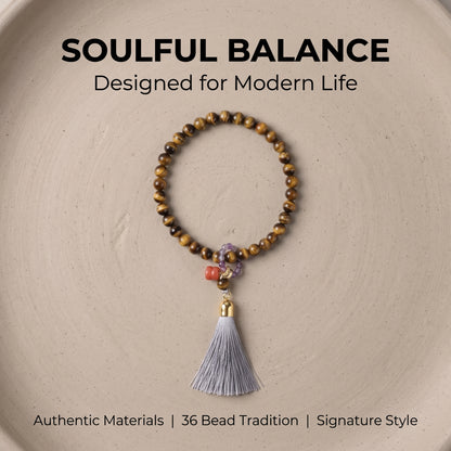 Yellow Tiger Eye Mala Style Bracelet for Women, Natural Stone Bead Wrist Jewelry with Polished Beads, Golden Polished Style for Daily Outfits, Meditation, Layering, and Gift Styling